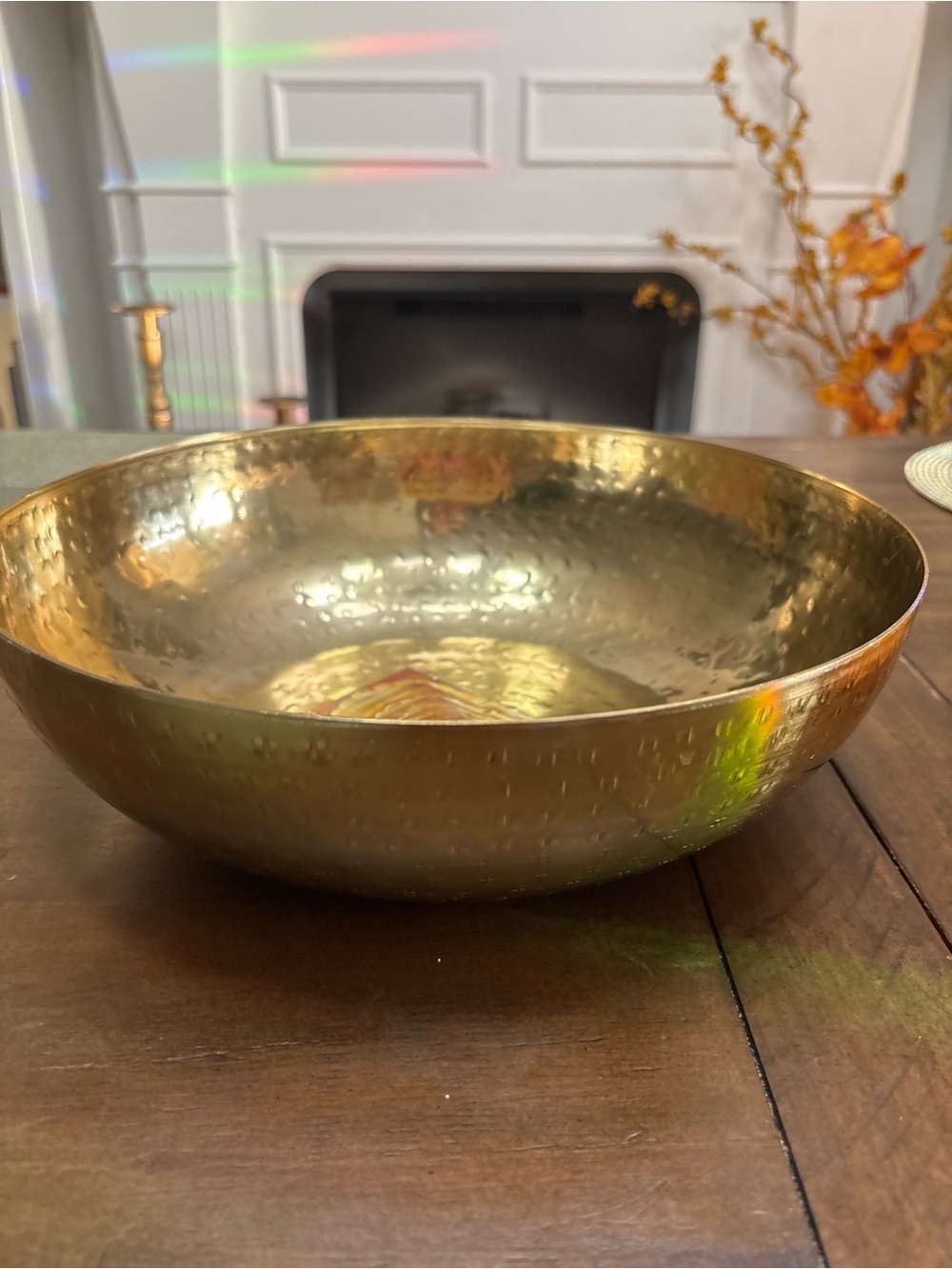 Gold hammered brass large bowl